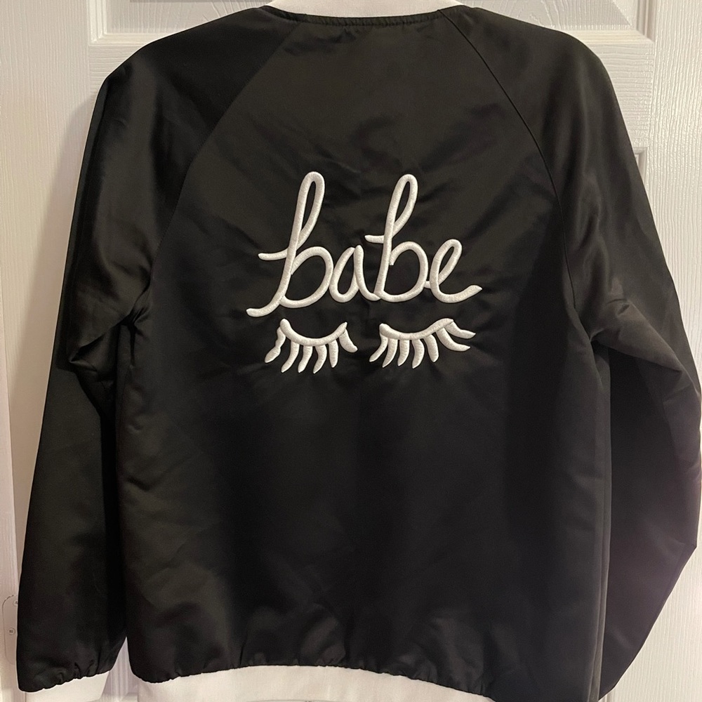 Black satin “BABE” jacket
